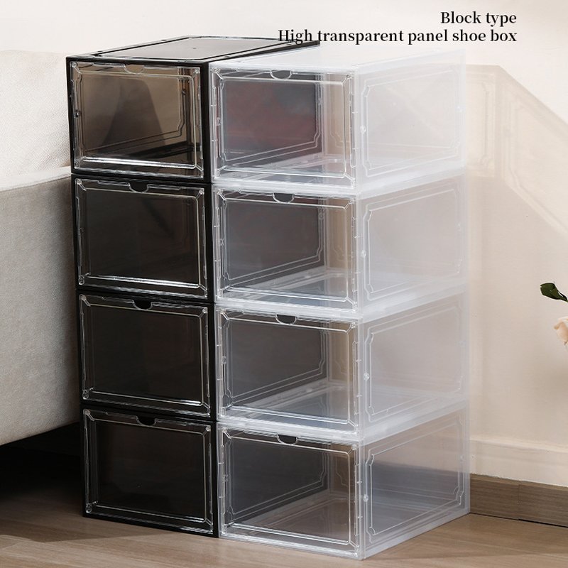 Thicken & Sturdy Clear Shoe Storage Box w/ Magnetic Door Large Foldable Stackable Sneakers Organizer Display Rack