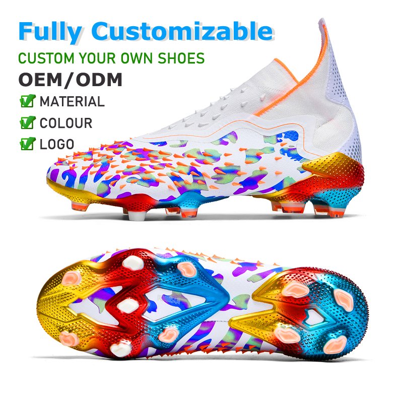 Design Soccer Shoes Zapatillas De Ftbol FG High Top Football Cleats Men Youth Student Sports Training Shoes Custom Soccer Boots