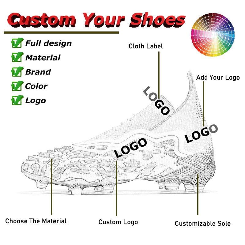 Design Soccer Shoes Zapatillas De Ftbol FG High Top Football Cleats Men Youth Student Sports Training Shoes Custom Soccer Boots