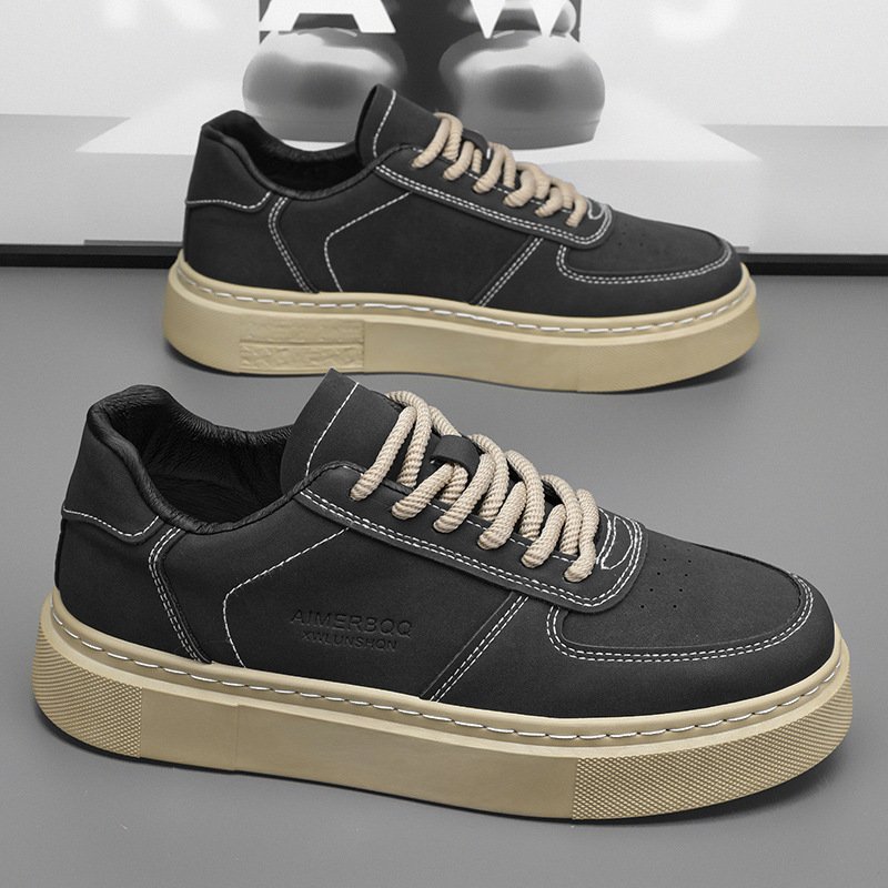 2024 new men's fashion leisure sports walking shoes soft sole wear-resistant sports skateboard shoes lace-up walking shoes