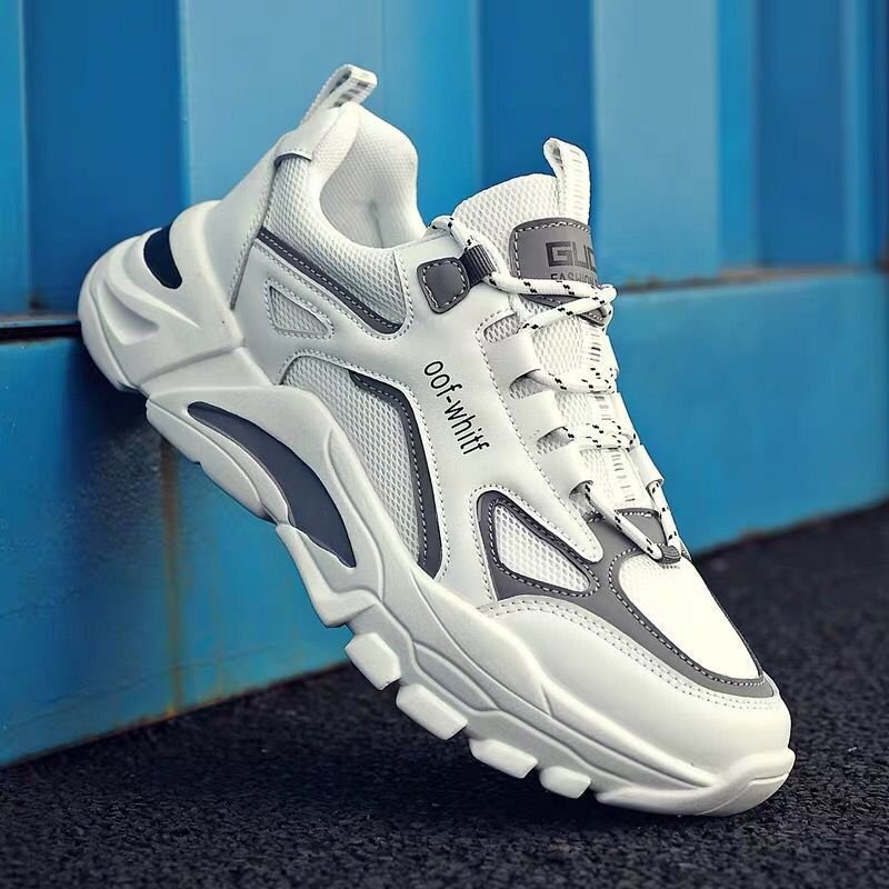 2024 new men's fashion casual sports shoes mesh surface breathable increase sports skateboard shoes lace-up walking shoes
