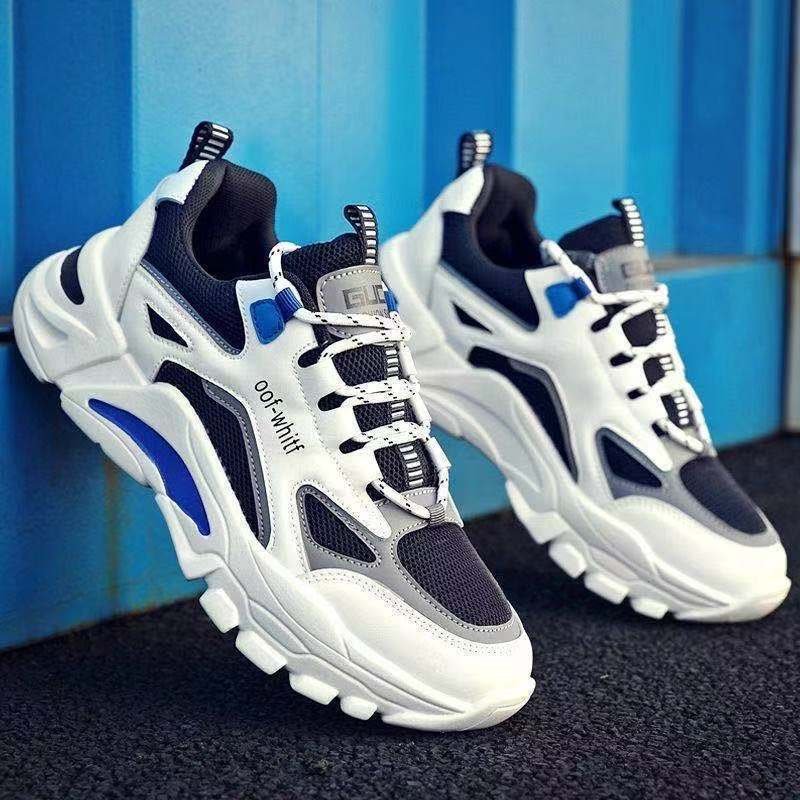 2024 new men's fashion casual sports shoes mesh surface breathable increase sports skateboard shoes lace-up walking shoes
