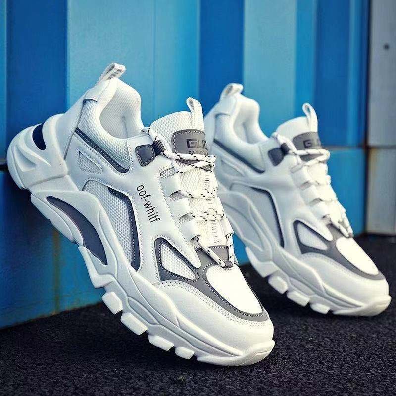 2024 new men's fashion casual sports shoes mesh surface breathable increase sports skateboard shoes lace-up walking shoes