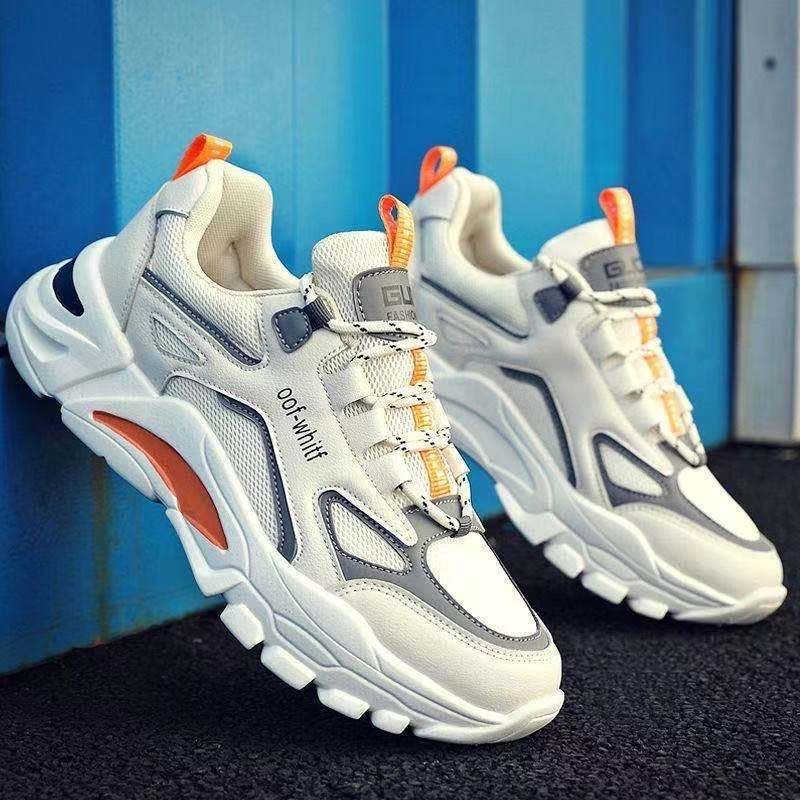 2024 new men's fashion casual sports shoes mesh surface breathable increase sports skateboard shoes lace-up walking shoes