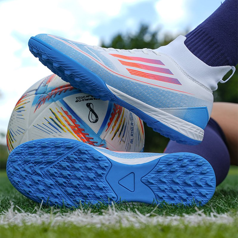 FG Soccer Boots Sport Style Football Shoes with Rubber Mesh Insole Breathable Knitted Waterproof Shoelace for All Seasons