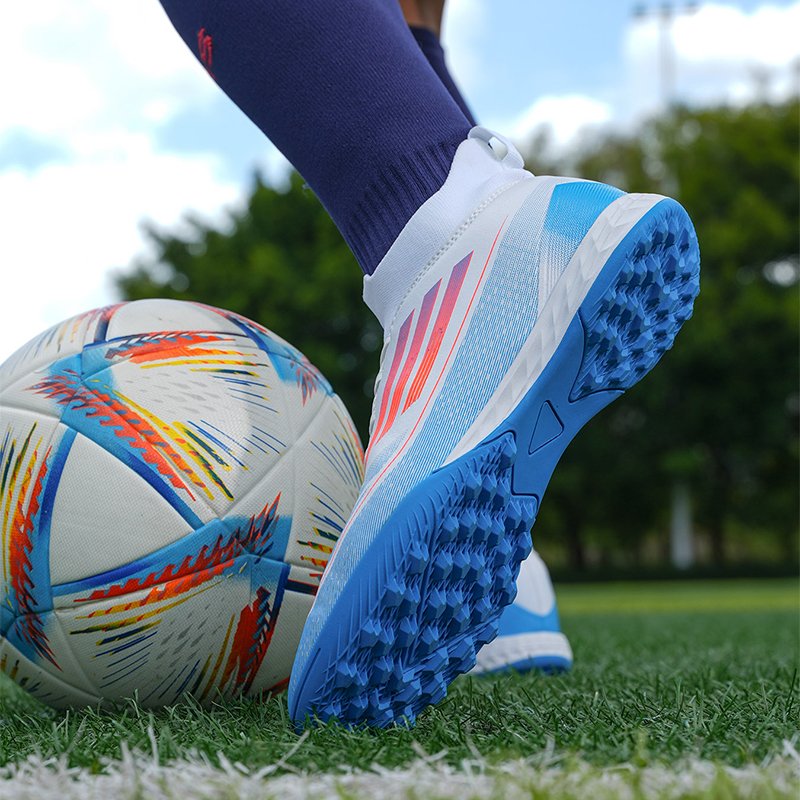 FG Soccer Boots Sport Style Football Shoes with Rubber Mesh Insole Breathable Knitted Waterproof Shoelace for All Seasons