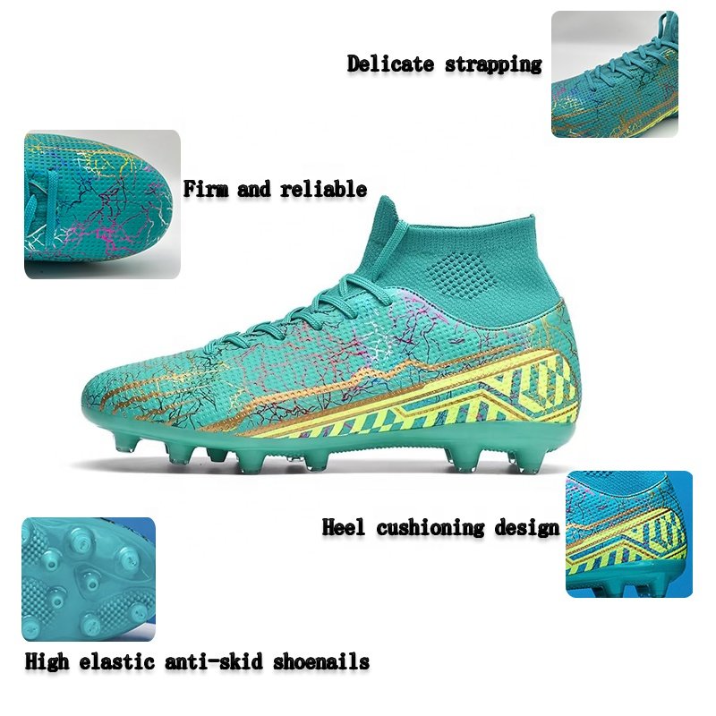 2023 high quality Soccer Boots Men Soccer Shoes Anti Training Outdoor Football Boots High Ankle Shoes