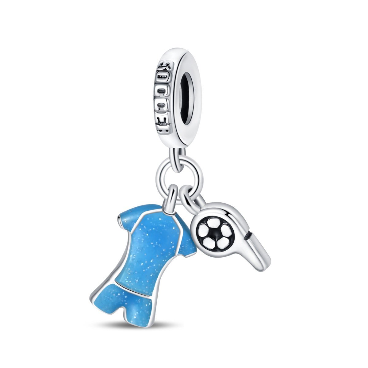2024 New 925 silver plated charm pendant European Cup soccer jersey shoes trophy hanging beads white copper DIY jewelry bracelet