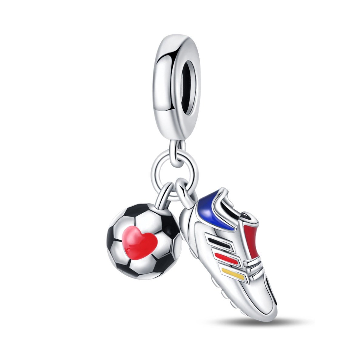 2024 New 925 silver plated charm pendant European Cup soccer jersey shoes trophy hanging beads white copper DIY jewelry bracelet