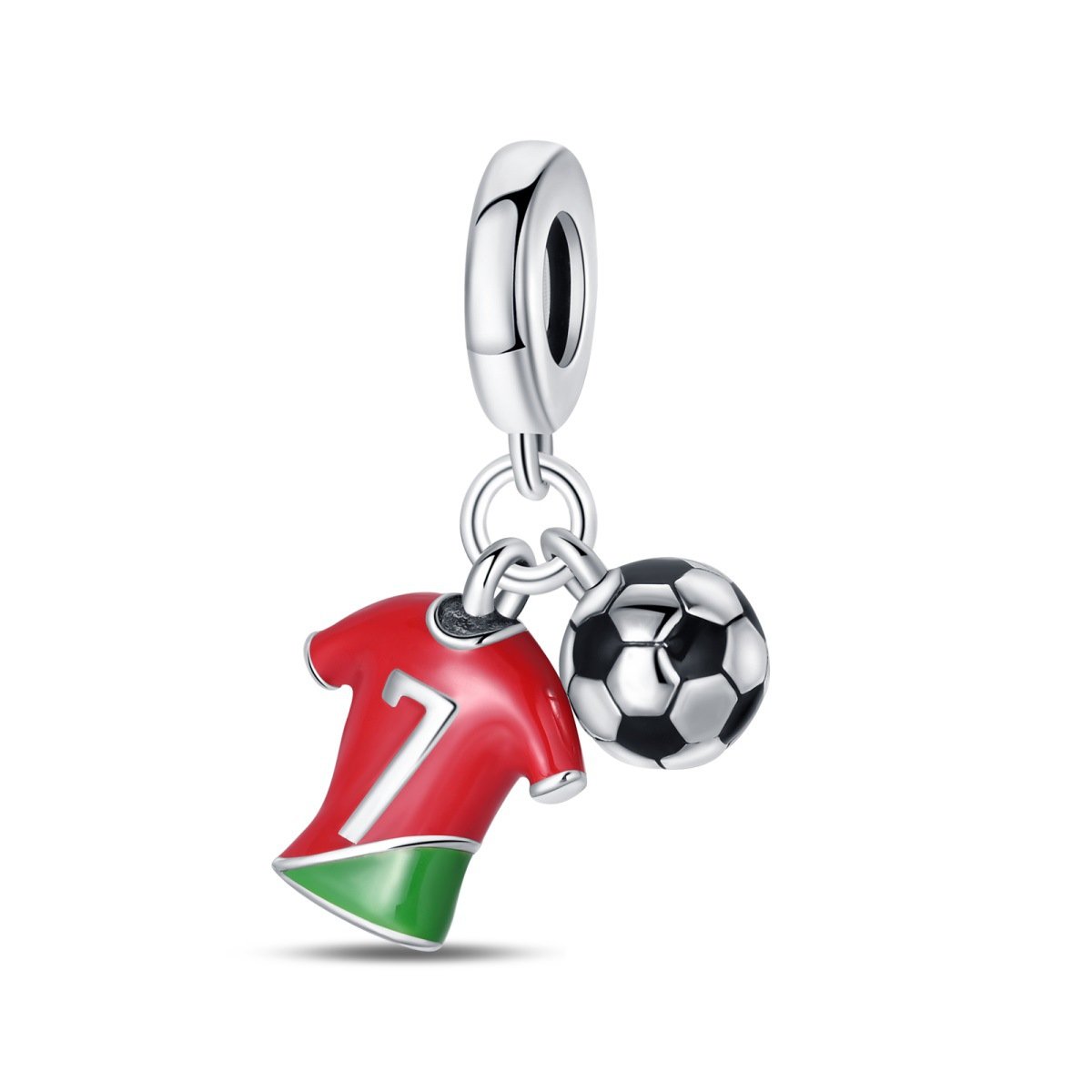 2024 New 925 silver plated charm pendant European Cup soccer jersey shoes trophy hanging beads white copper DIY jewelry bracelet