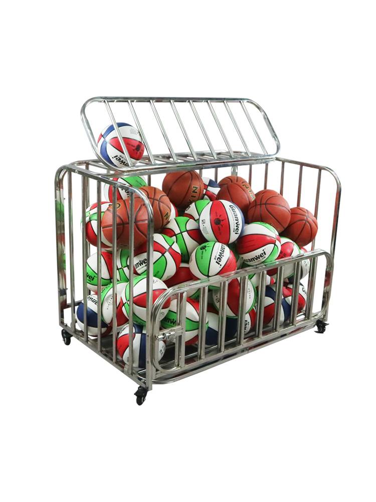 Basketball storage basketball court kindergarten basketball car football volleyball stainless steel thickened outdoor mobile can