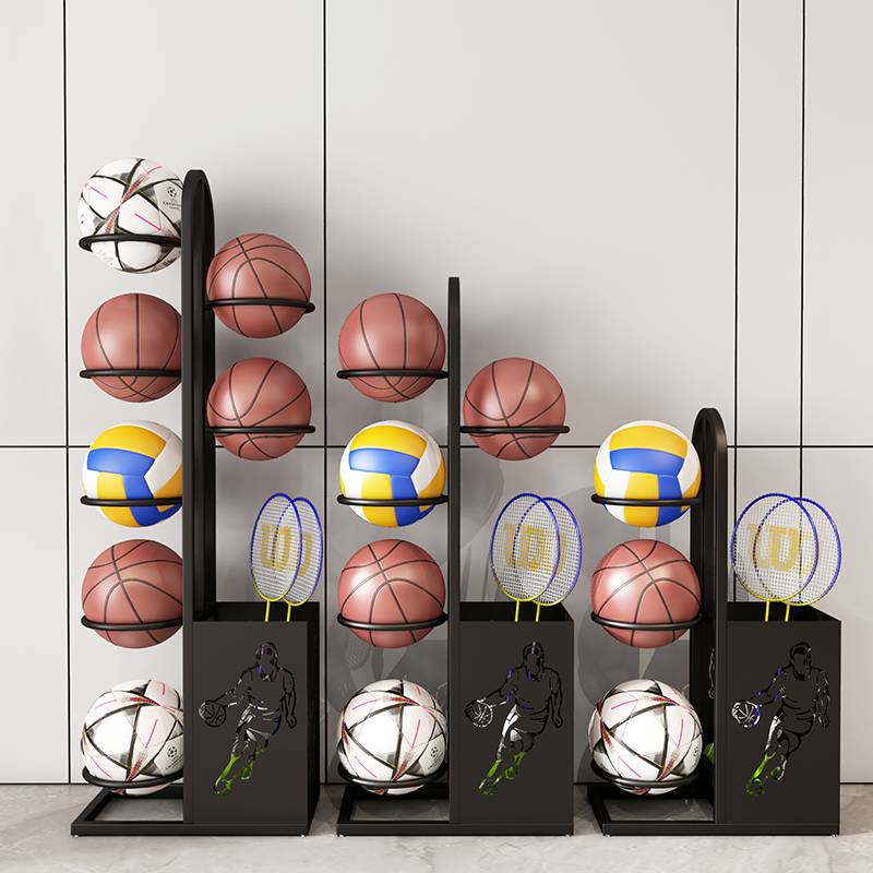 Household sports storage rack basketball football volleyball badminton racket fitness equipment placed and organized setting rack frame