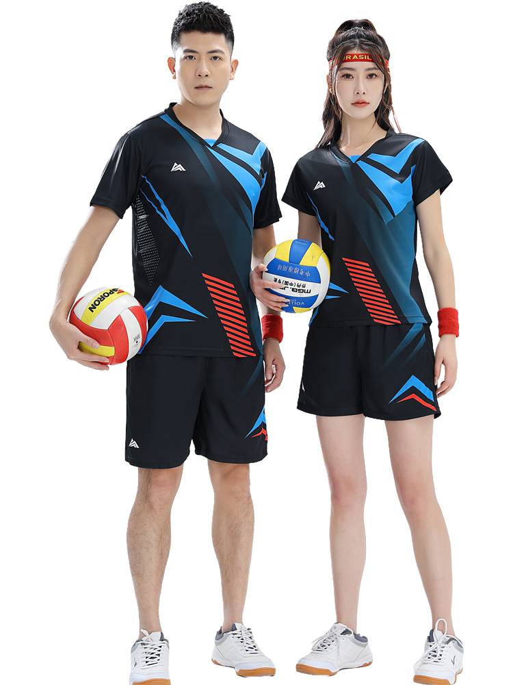 New volleyball suit set men's and female fast -drying volleyball team uniform special short -sleeved training team service custom printing