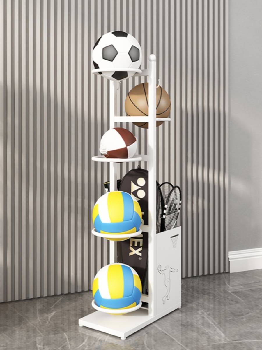 Household basketball storage shelf football volleyball sorting the badminton racket collection basket for children's ball placing the rack
