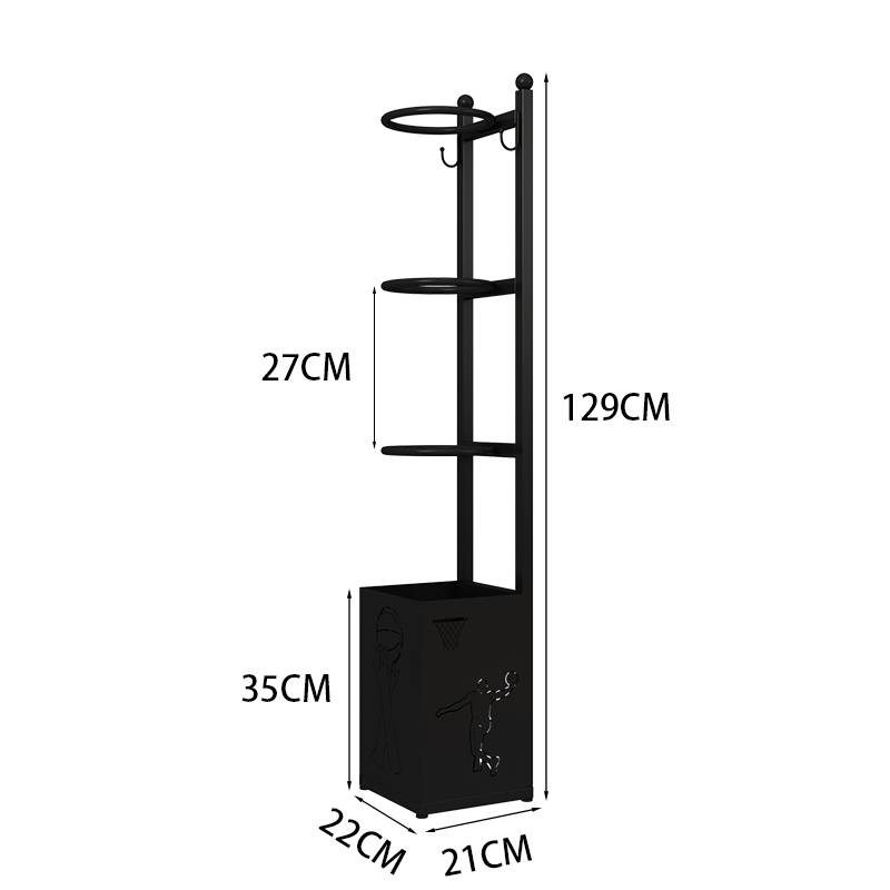 Black 3 layers on the wall [with a storage basket]