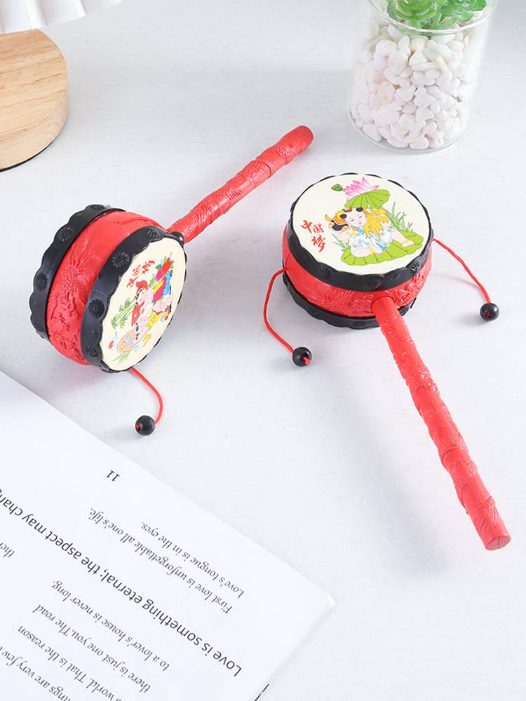 Duanlang Drum Baby Toys Classic Hand Shake Bo Drum Baby Wooden Plastic Traditional Children Newborn Boy Girls