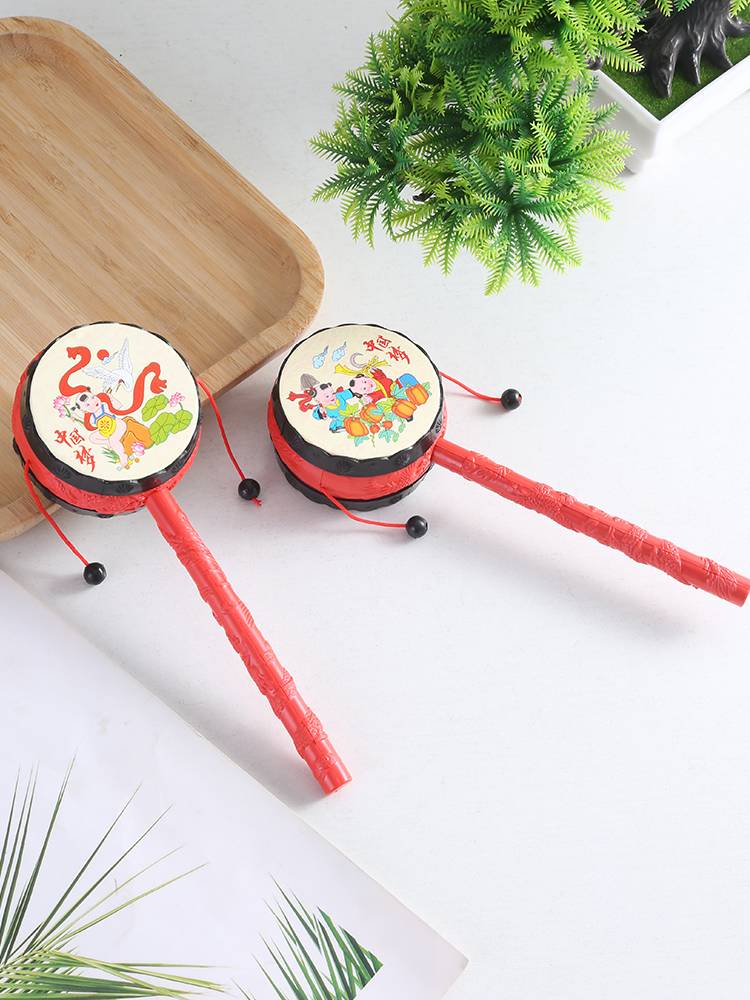 Duanlang Drum Baby Toys Classic Hand Shake Bo Drum Baby Wooden Plastic Traditional Children Newborn Boy Girls