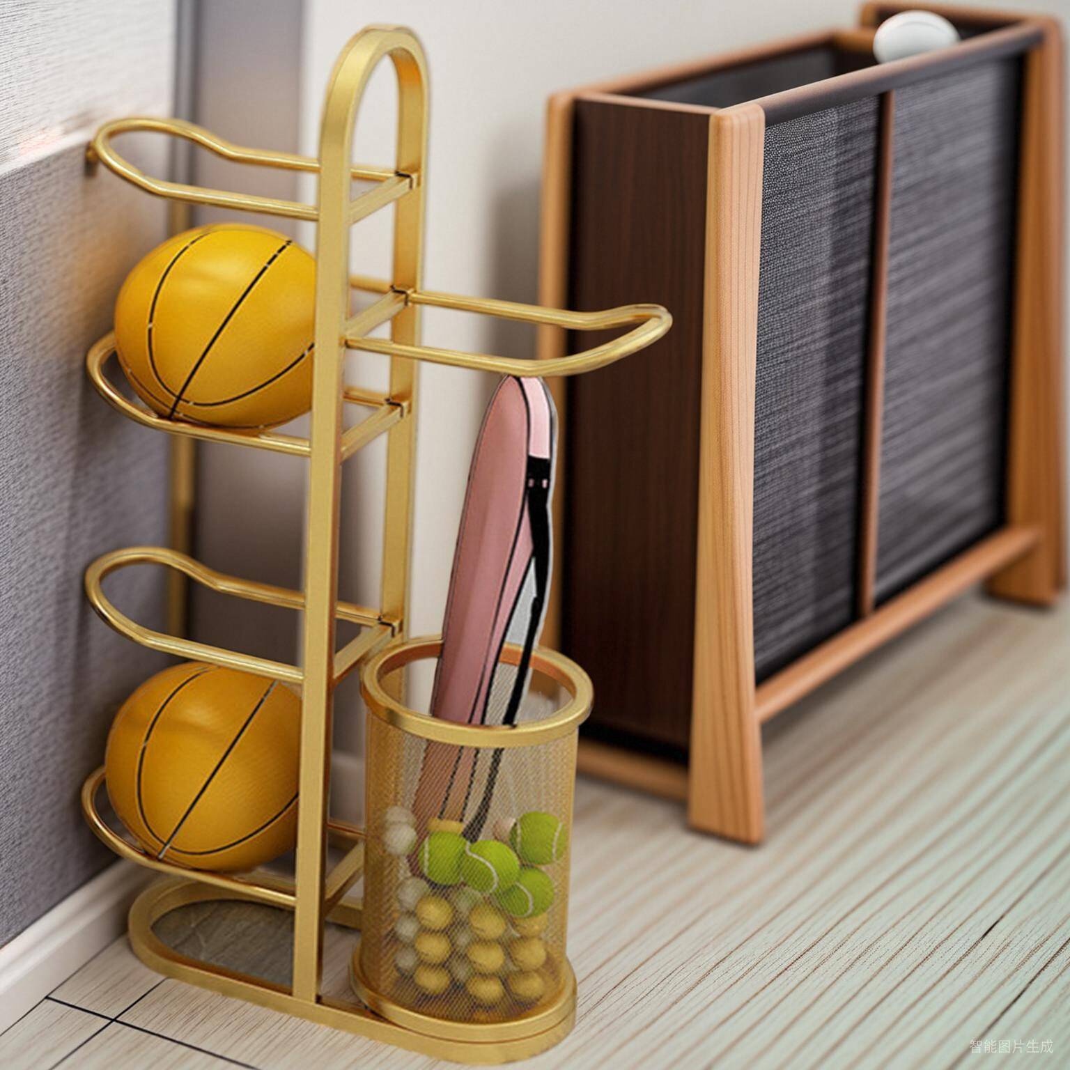 Basketball storage rack household room children's football shelf stand volleyball rack badminton storage basket landing earth frame
