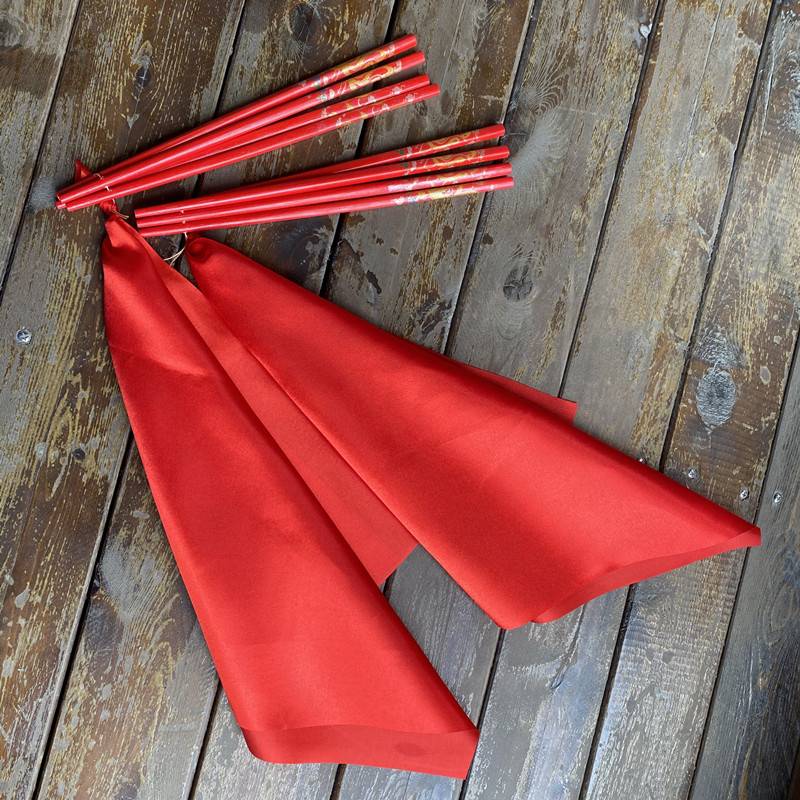 Children's style-chopsticks are 24cm long [2 pairs of 8 roots+red silk 35 cm]