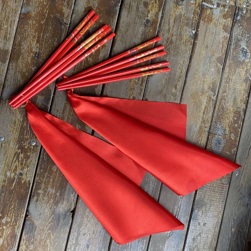 Children's style-chopsticks length 24cm [2 cosmetics in total+red silk 35 cm]