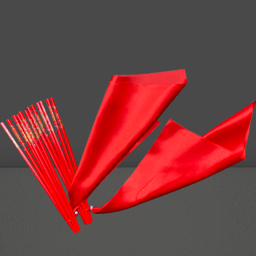 Children's style-chopsticks length 24cm [2 pairs of 12 roots+red silk 35 cm]