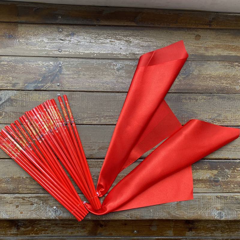 Children's style-chopsticks length 24cm [2 pairs of 24 roots+red silk 35 cm]