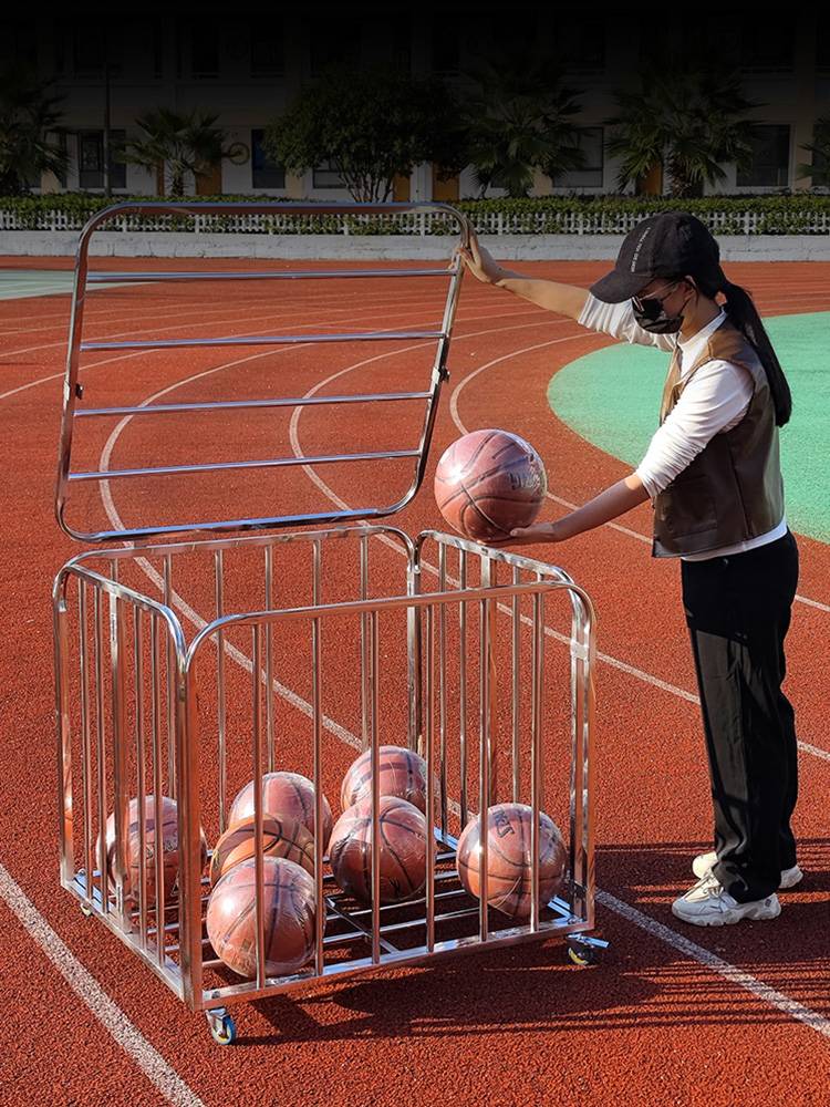 Free installation ball stainless steel kindergarten basketball storage basket football storage box Volleyball cartoon moving folding
