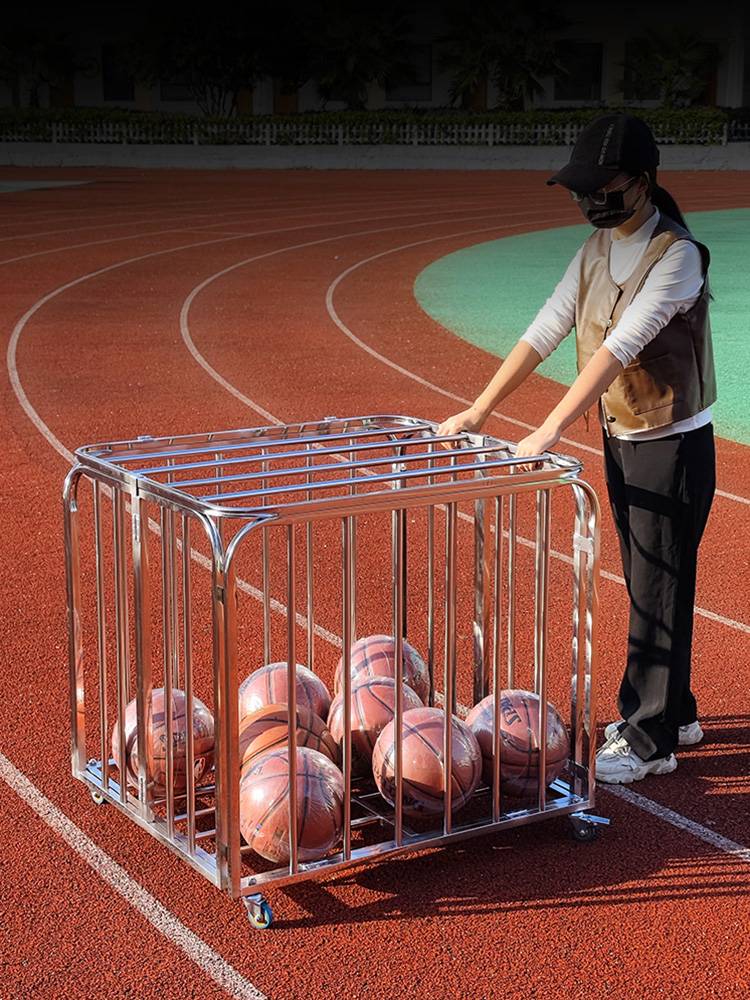 Free installation ball stainless steel kindergarten basketball storage basket football storage box Volleyball cartoon moving folding