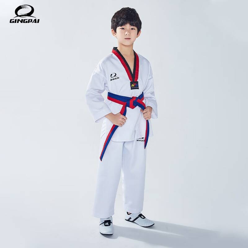 Pure cotton Taekwondo clothing, clothing, shoes, adult college students, professional training for beginners, primary school men and women long -sleeved clothes