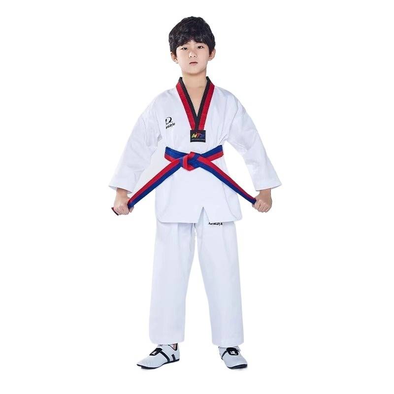 Pure cotton Taekwondo clothing, clothing, shoes, adult college students, professional training for beginners, primary school men and women long -sleeved clothes