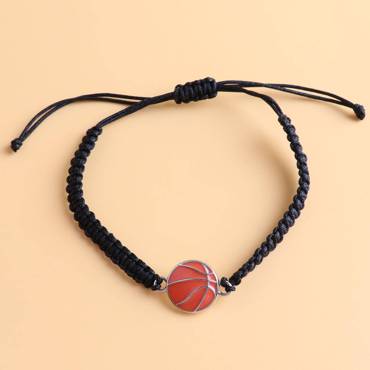 1 blue ball, black weaving flat bracelet