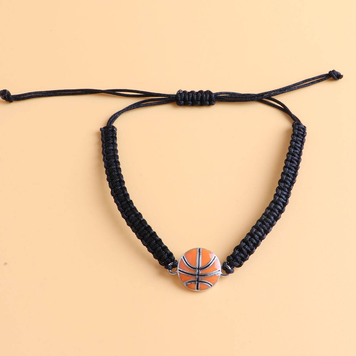2 blue ball, black weaving flat bracelet