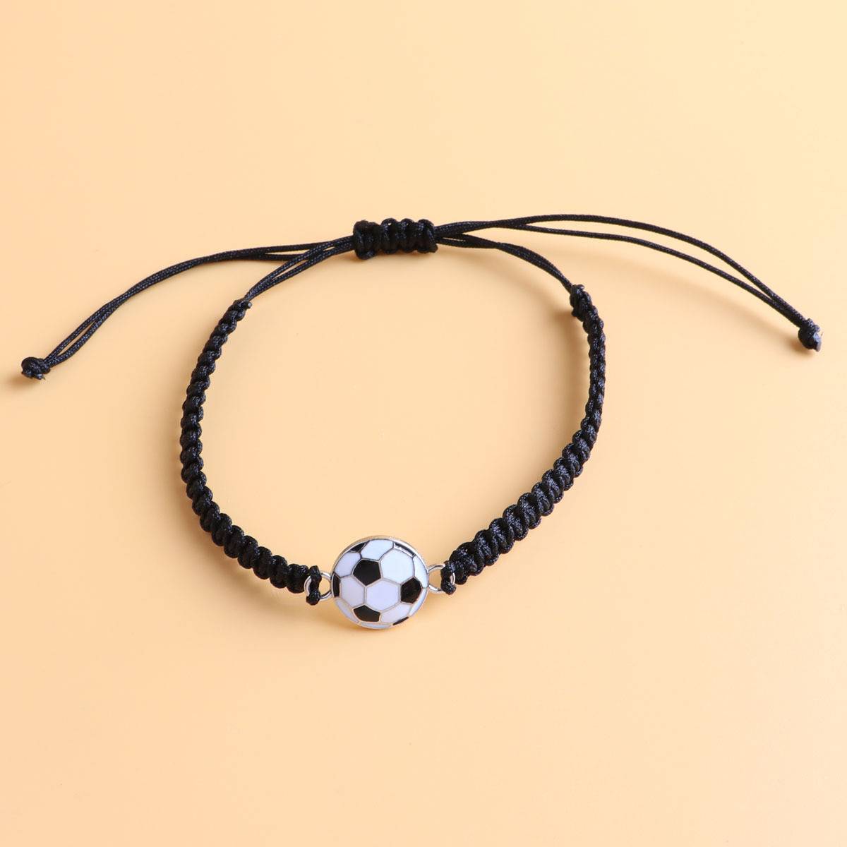Football, black weaving flat bracelet