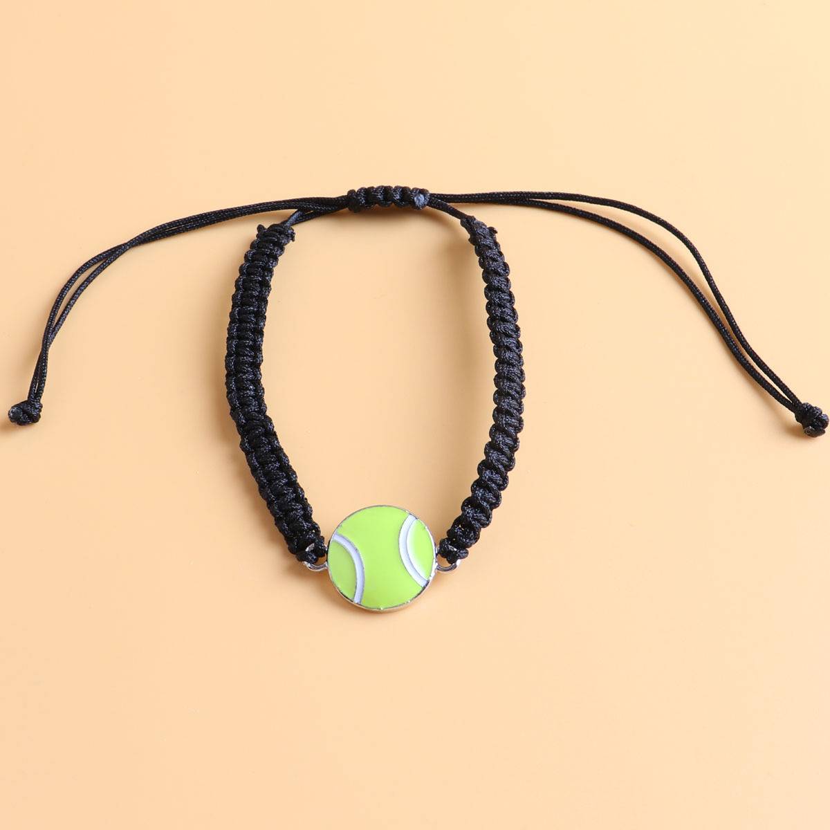 Tennis, black weaving flat bracelet