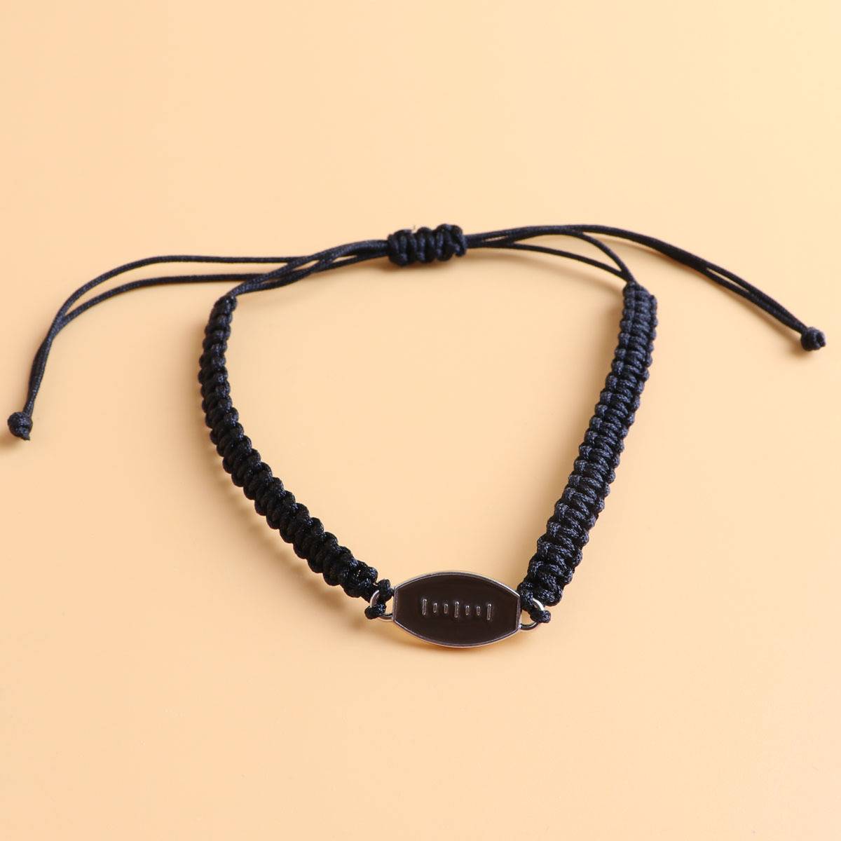 Rugby, black weaving flat bracelet