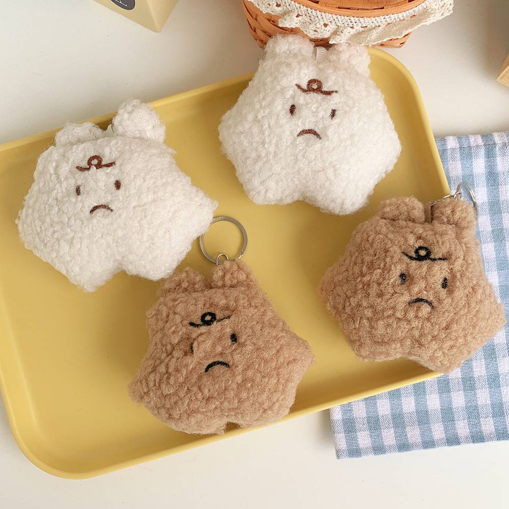 The new dull glutinous rice ball plush doll keychain cute cotton group backpack pendant small gift hanging decoration