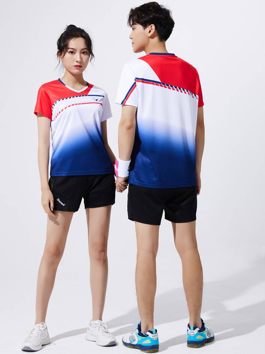 New gas row team service summer suits fast dry sweats and men and women couple badminton table tennis short -sleeved customization