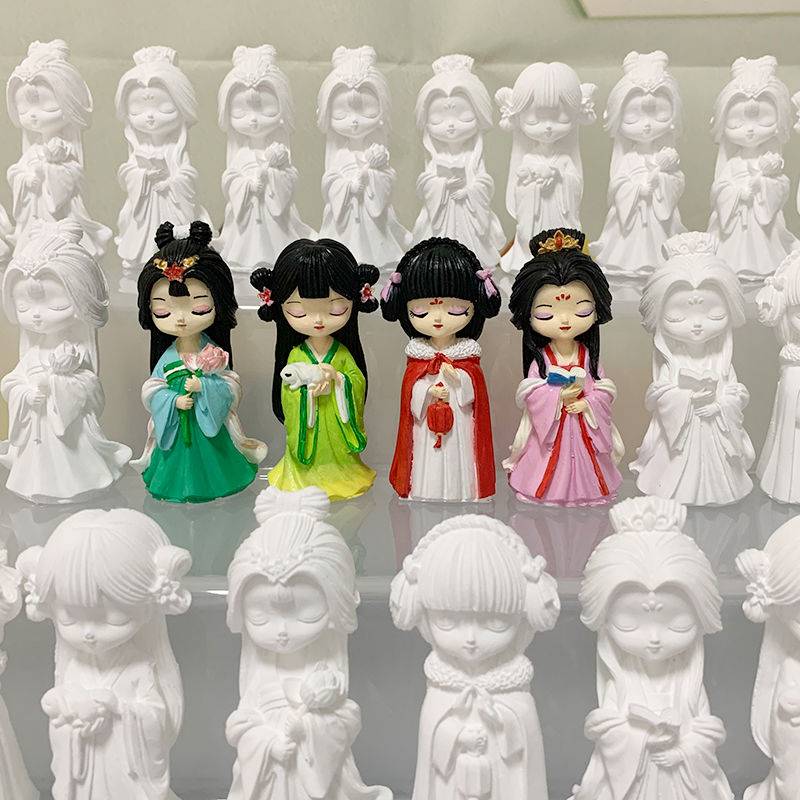 Children's handmade DIY gypsum doll paint color ancient four great beauty painting white embryo doll toy girl