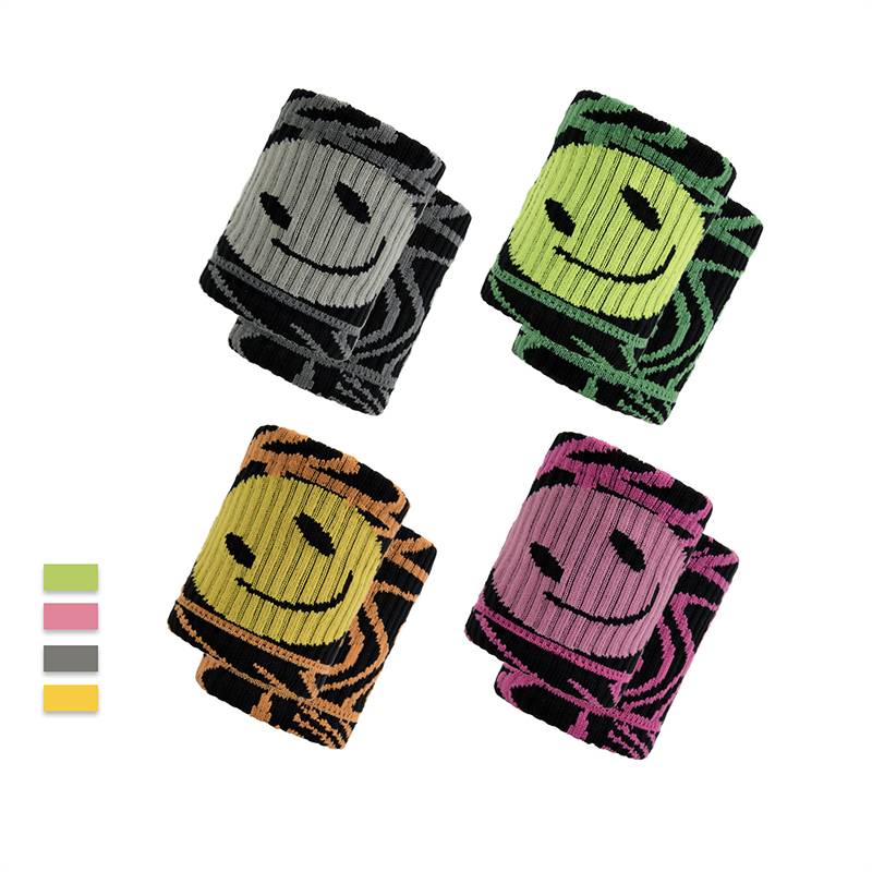 Badminton wrist guards women's sweat -absorbing shehhole volleyball, wrist towels, men's sports running fitness, smiley face, sweat towel