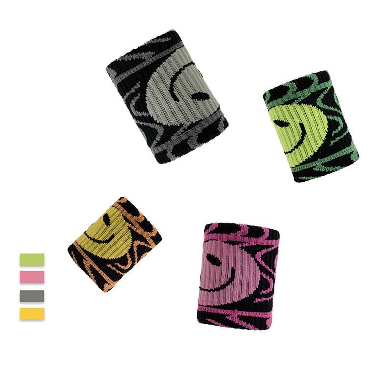 Badminton wrist guards women's sweat -absorbing shehhole volleyball, wrist towels, men's sports running fitness, smiley face, sweat towel