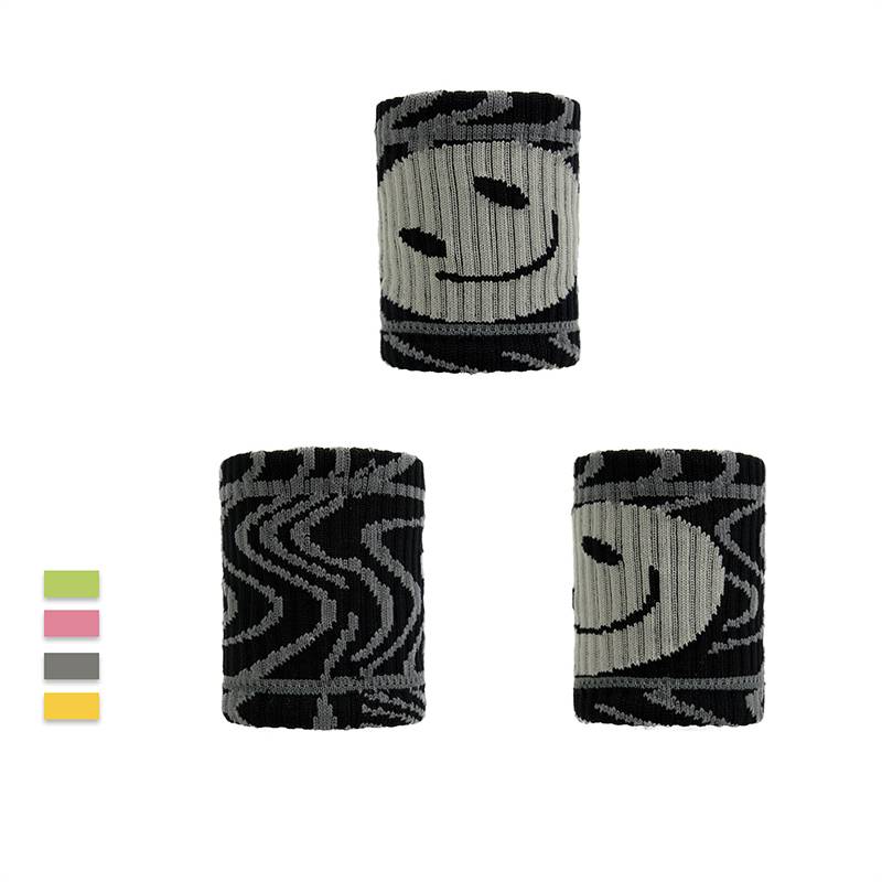 Badminton wrist guards women's sweat -absorbing shehhole volleyball, wrist towels, men's sports running fitness, smiley face, sweat towel