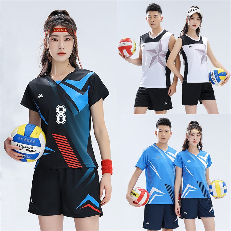 New short -sleeved gas volleyball suit team service speed dry men's and female competition uniform group buying ball uniform student training uniforms