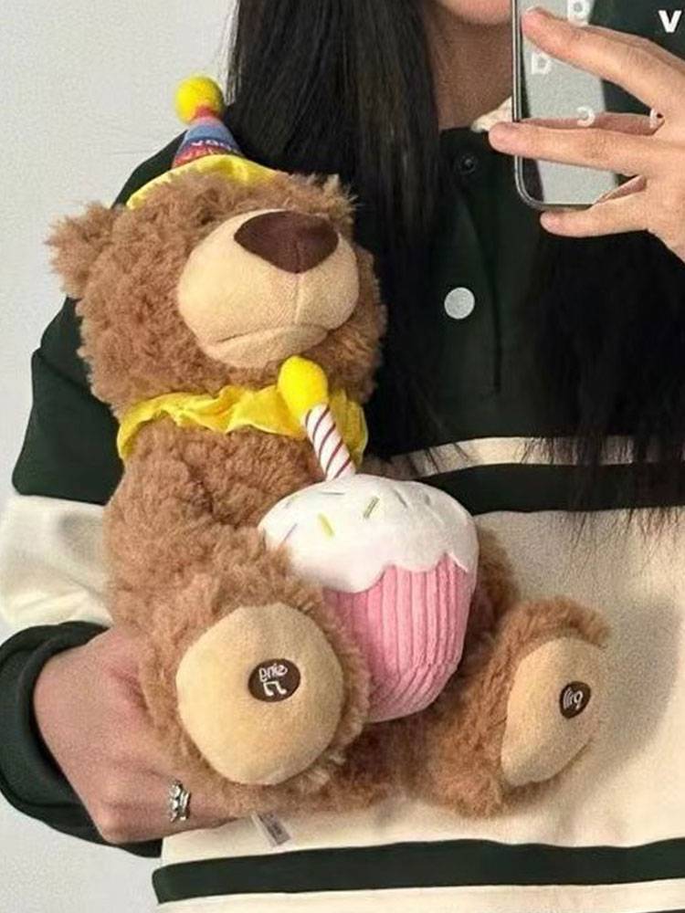 Birthday gift happy bear gives girls to girlfriends and children, singing recording doll birthday songs