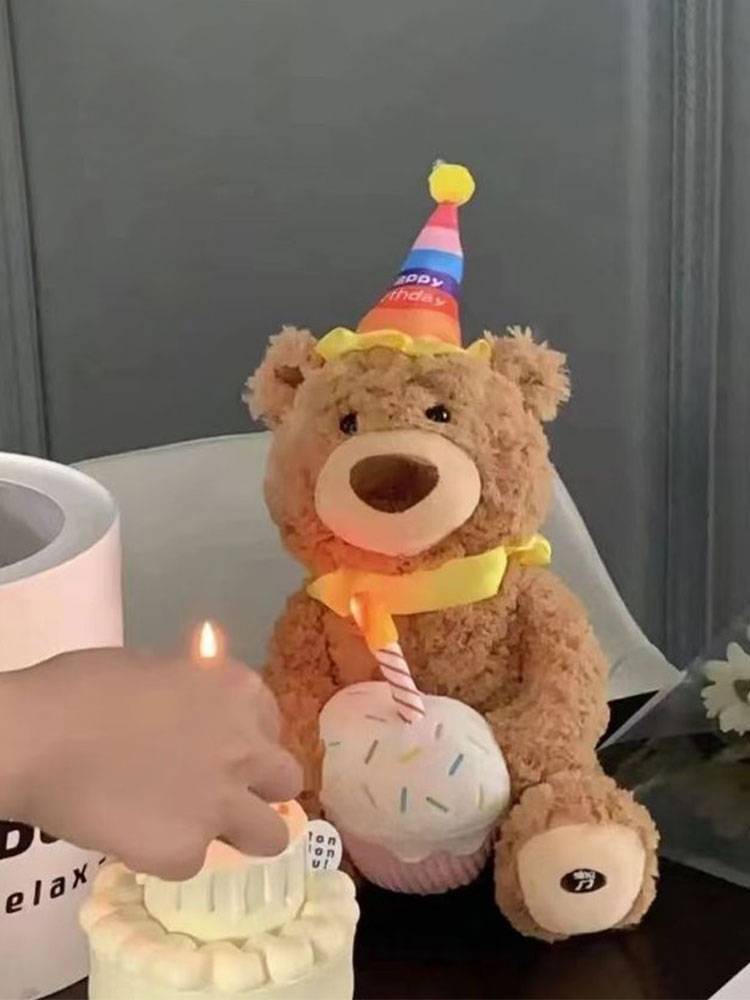 Birthday gift happy bear gives girls to girlfriends and children, singing recording doll birthday songs