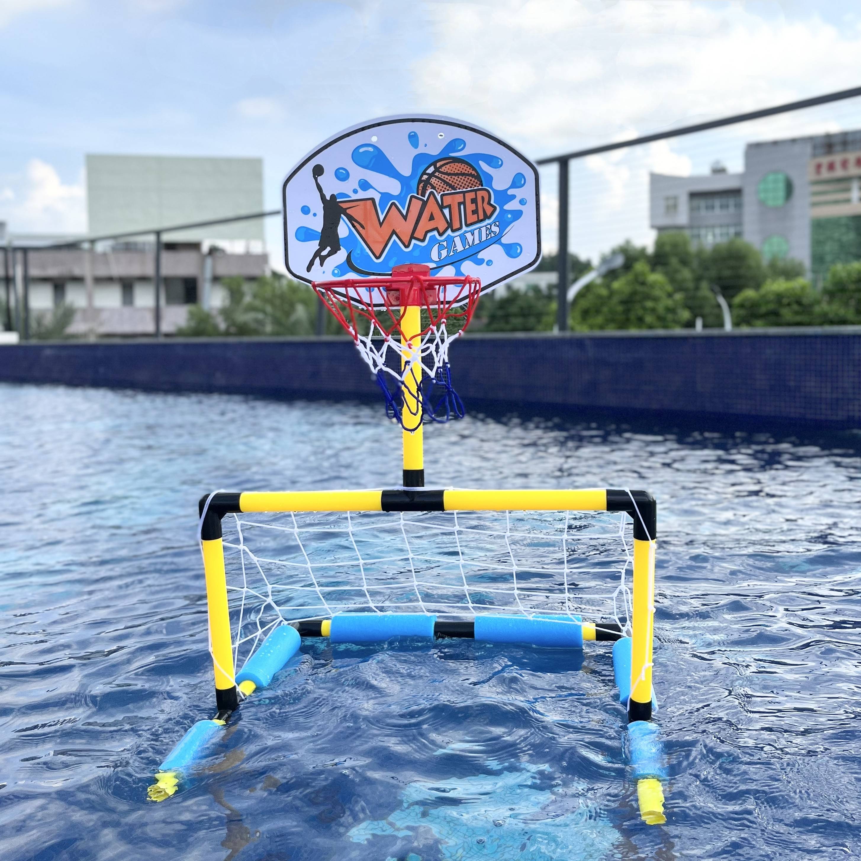 Water basketball box Children's game shooting ball volleyball network football goal two -in -one swimming pool water ball play water shot