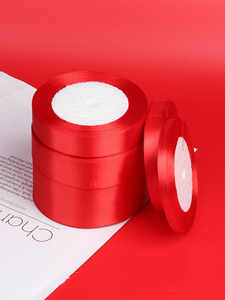 Red ribbon color bandscape silk cake gifts packaging ribbon ribbon ball ball balloon ribbon wedding decorative woven belt