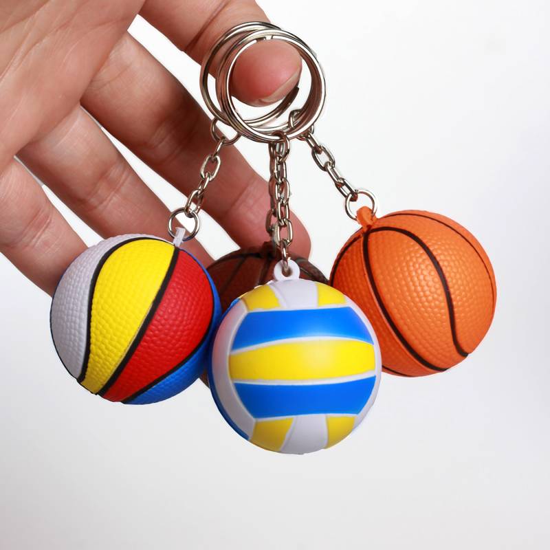 Software elastic small volleyball keychain basketball baseball PU pressed cotton pendant Chinese women's volleyball student competition small gift