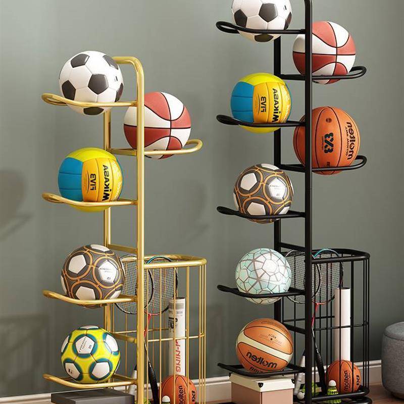 Basketball storage rack floor -to -ceiling multi -layer ball rack household indoor children's football volleyball shelf badminton storage basket