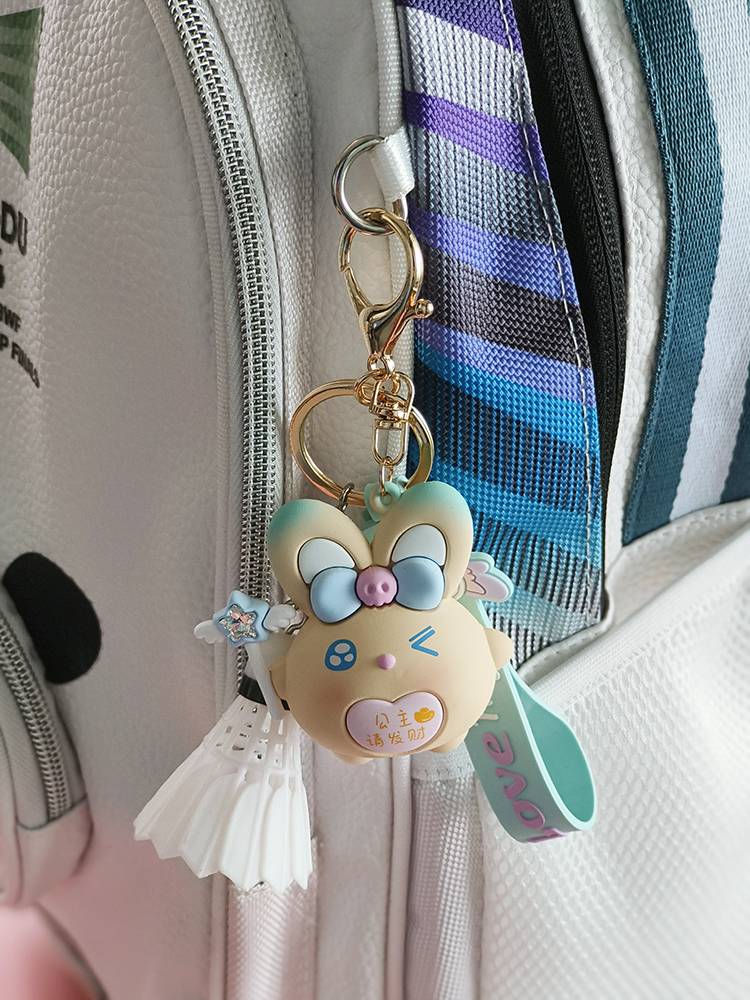 Cartoon cute Maji Rabbit doll badminton keychain men's and women's badminton bags for a couple ball friends gift