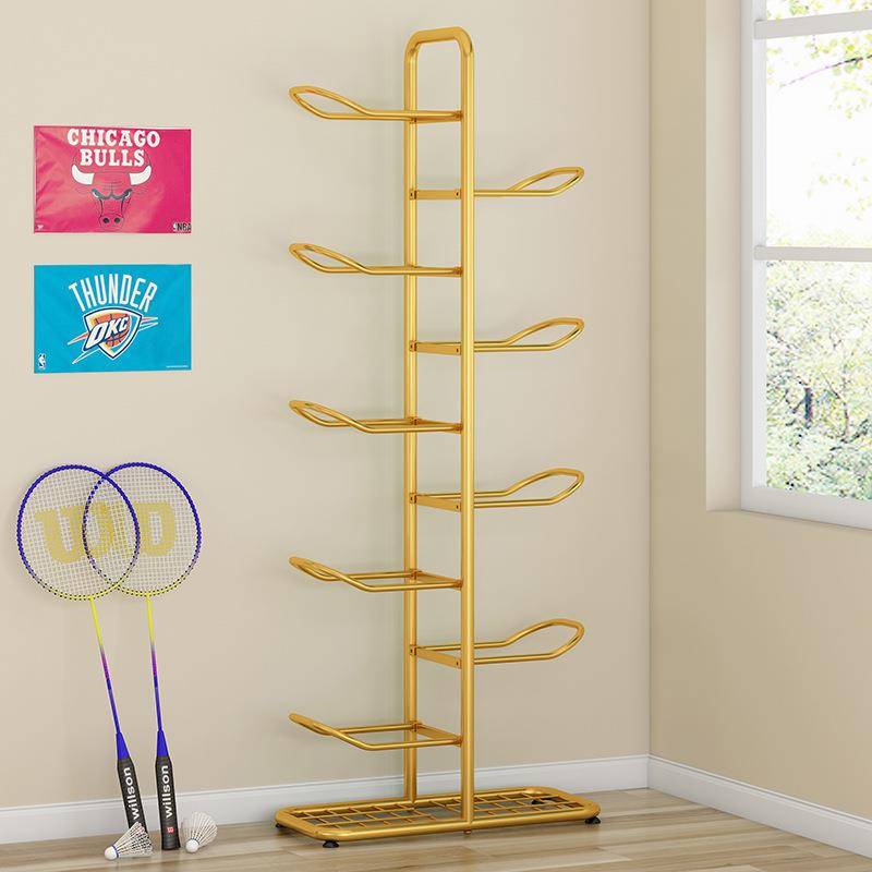 Basketball storage rack floor -to -ceiling multi -layer ball rack household indoor children's football volleyball shelf badminton storage basket